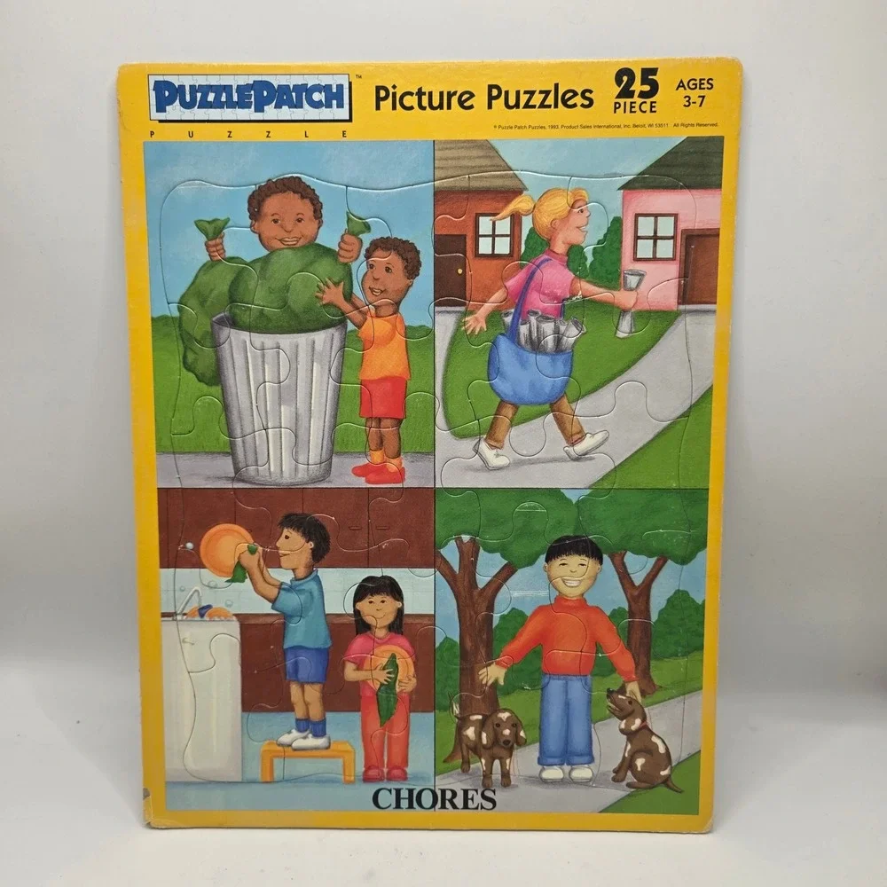 PuzzlePatch Picture Puzzles Kids Multicolor Chores Months‎ 1993 Vintage 2pc Set